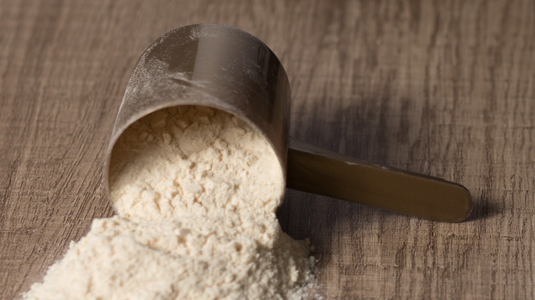 scoop of whey protein powder