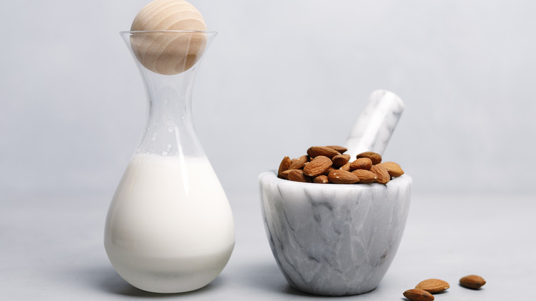 Almond milk and nuts