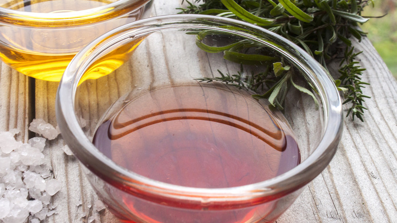 red wine vinegar in small glass bowl