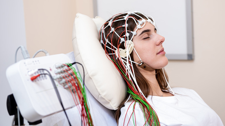 Patient getting brain testing