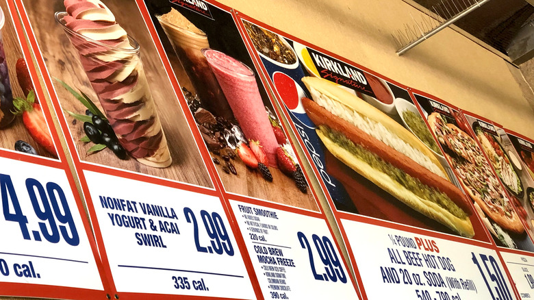 menu board for Costco food court with smoothies