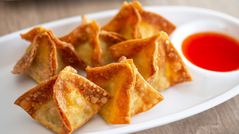 cream cheese rangoon with sweet and sour sauce