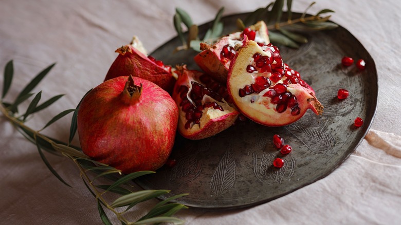 Plate of pomegranate fruit