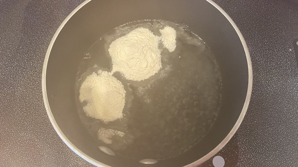 boiling water with agar to make vegan cheese