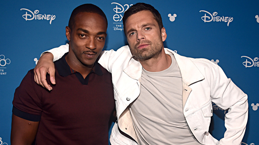 Anthony Mackie and Sebastian Stan at a Disney premier