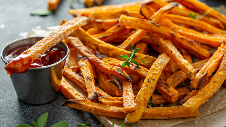 sweet potato fries and ketchup