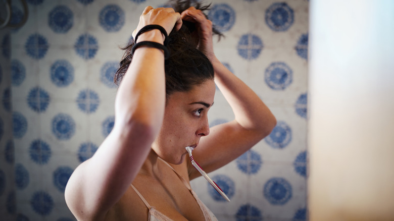 Woman in bathroom