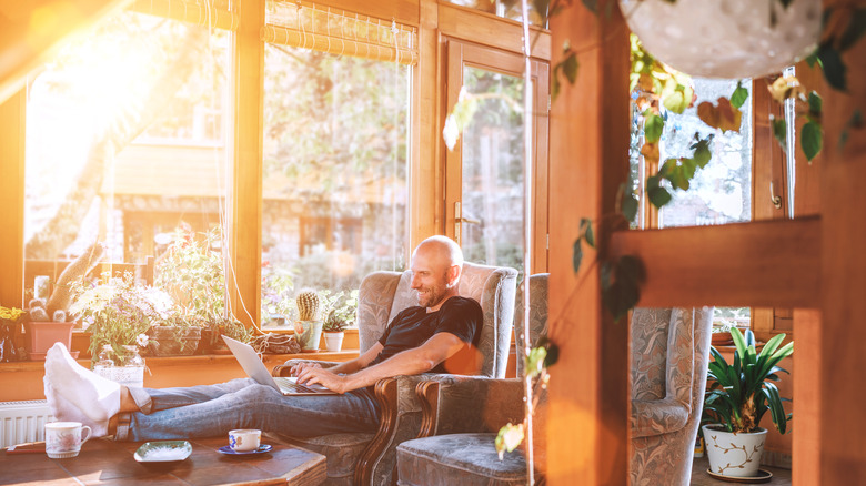 man in sunroom