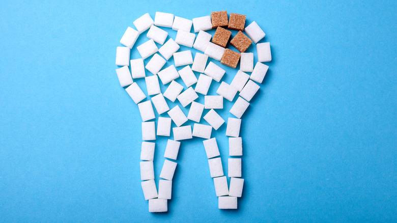 tooth made of sugar cubes