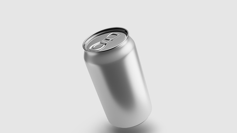 An unlabeled can of soda