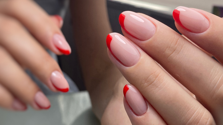 person with gel manicure