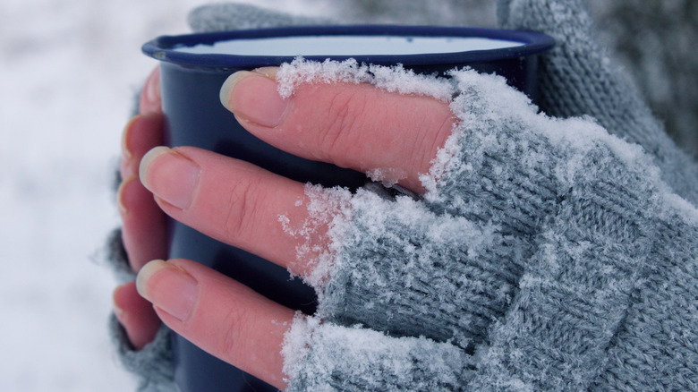 woman with cold hands