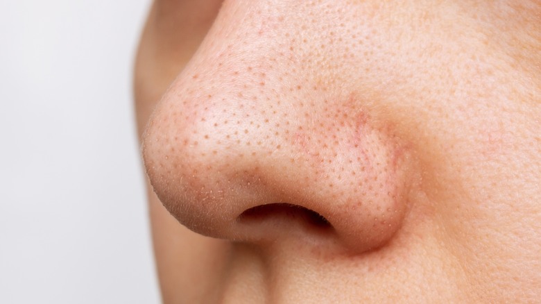 Close up of a person's nose