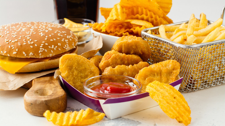 Junk food on table