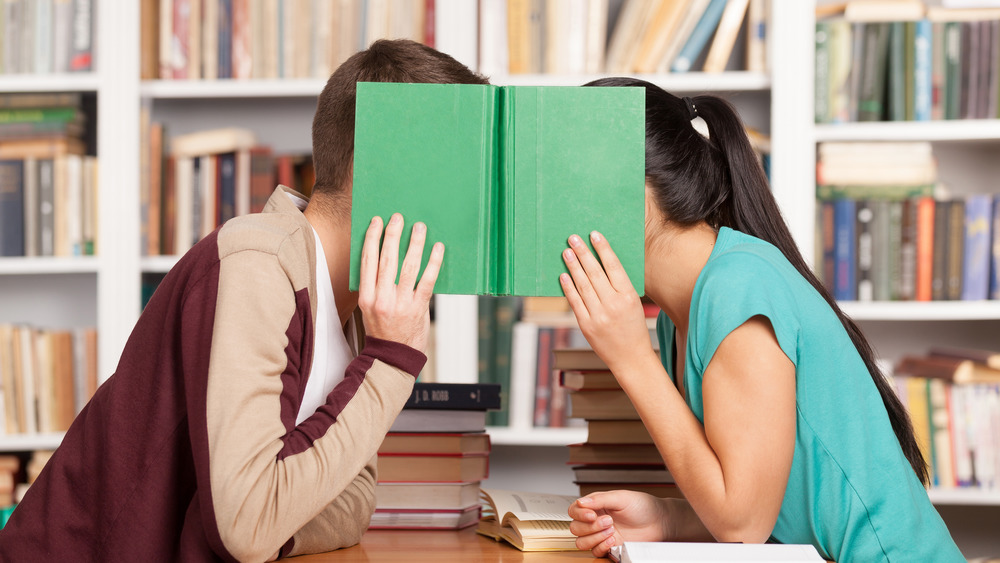 College students kissing