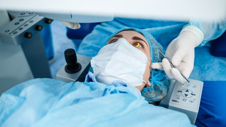 woman having lasik eye surgery