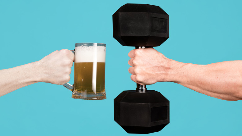 beer and dumbbell