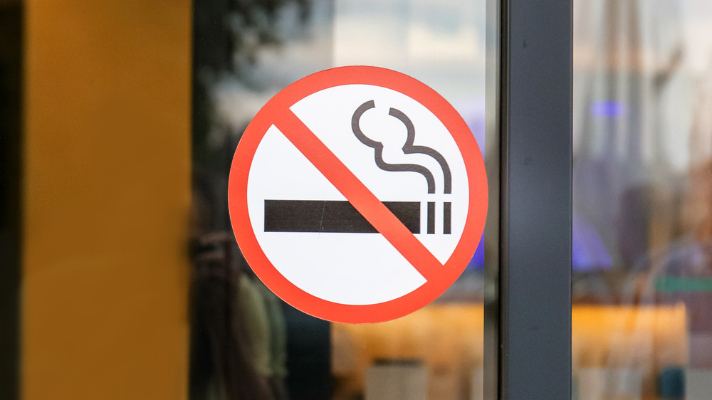 No smoking sign on a window