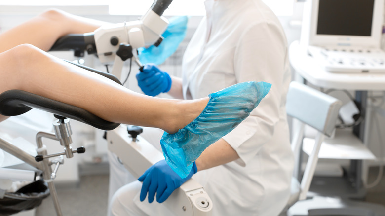 woman in stirrups at gynecologist