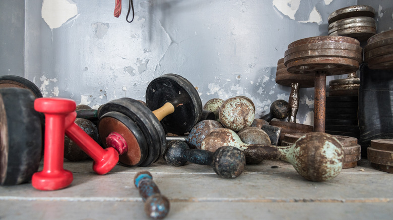 rusty old dumbbells