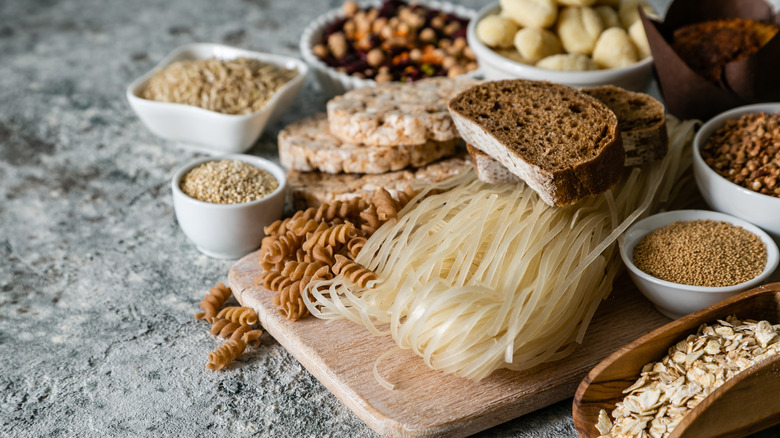 Carbohydrates laid out for gluten-free diet