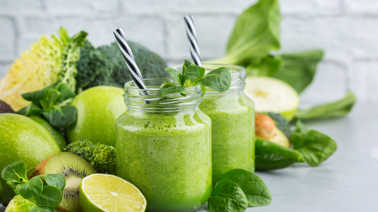 Green juice in glass jar