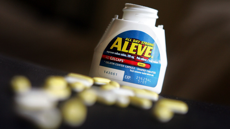 Aleve bottle and pills 