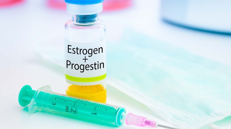 estrogen and progestin drug with syringe