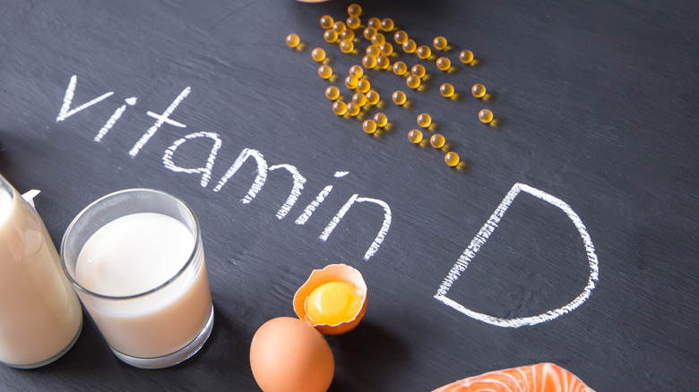 vitamin d capsules on table