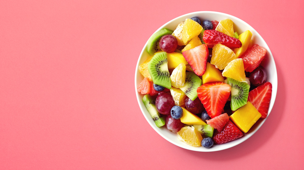 Bowl of healthy fresh fruit salad 