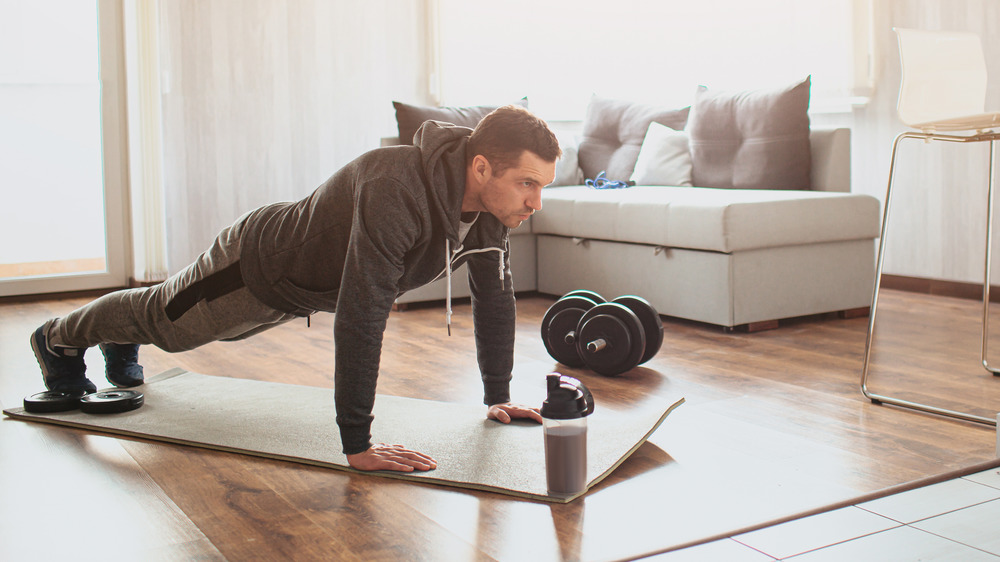 man doing planks