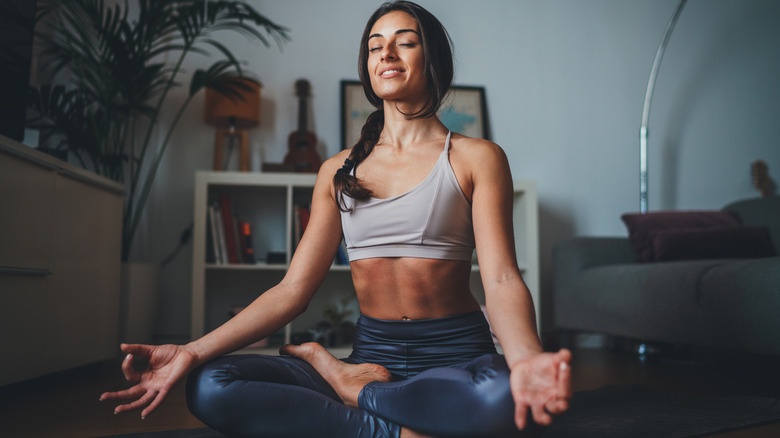 woman doing yoga