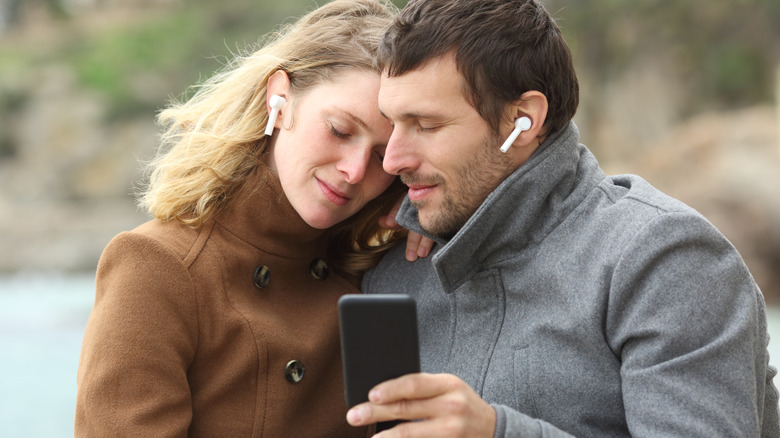 Couple listening to music