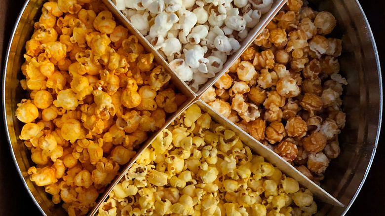 Caramel, chocolate, and cheddar popcorn