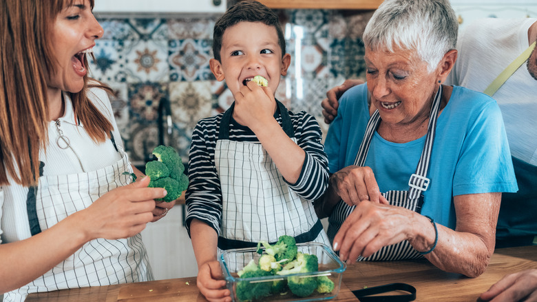 multigenerational family in kitchen