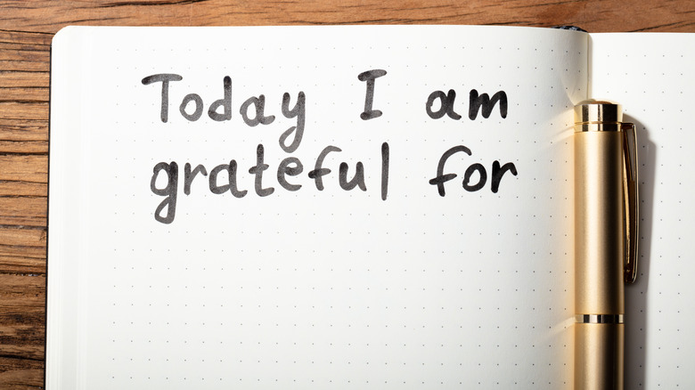 Gratitude journal with type