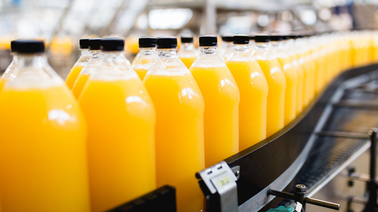 fruit juices in a bottling plant