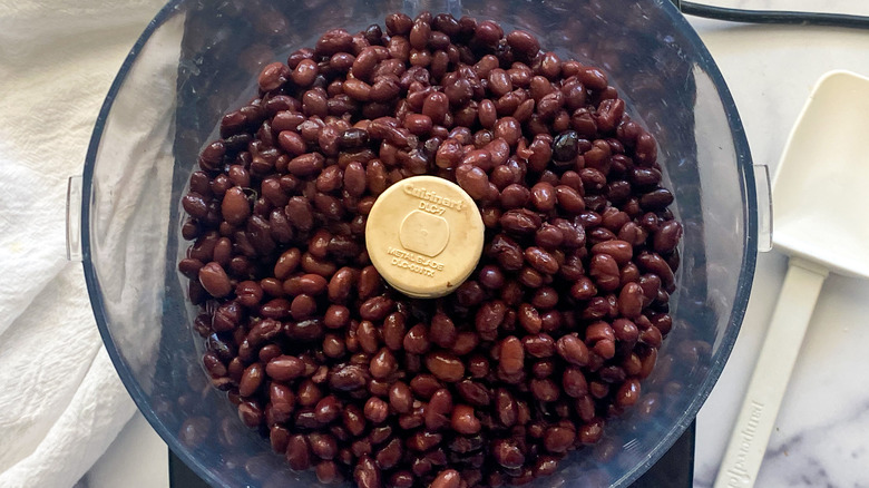 black beans in food processor