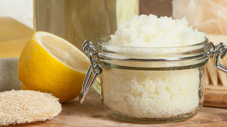 Cut lemon and coconut oil