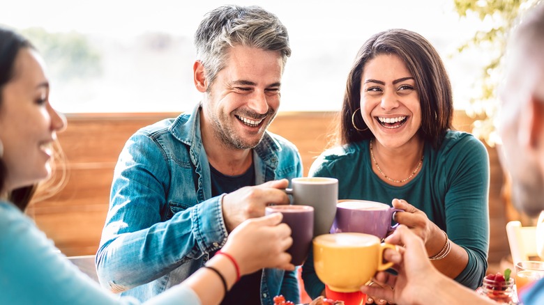 friends enjoying afternoon coffee