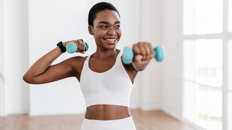 woman doing strength training