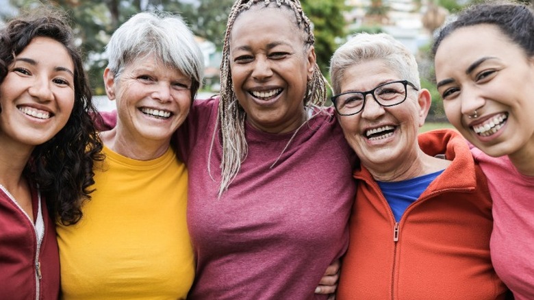 Smiling women of different backgrounds