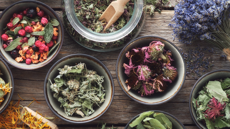 variety of herbs on a table 