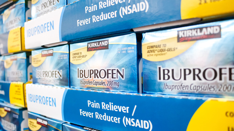 ibuprofen stacked on shelf