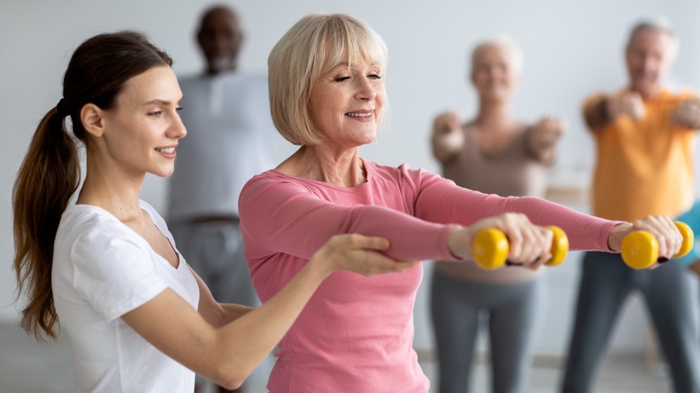 group of people exercising