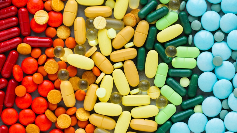 pills in rainbow arrangement