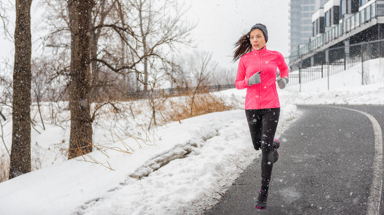 woman running in winter