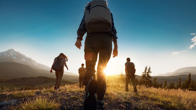 group hiking