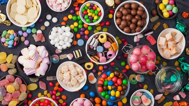 bowls of assorted candy