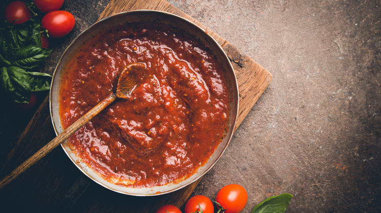 Tomato sauce in pot 